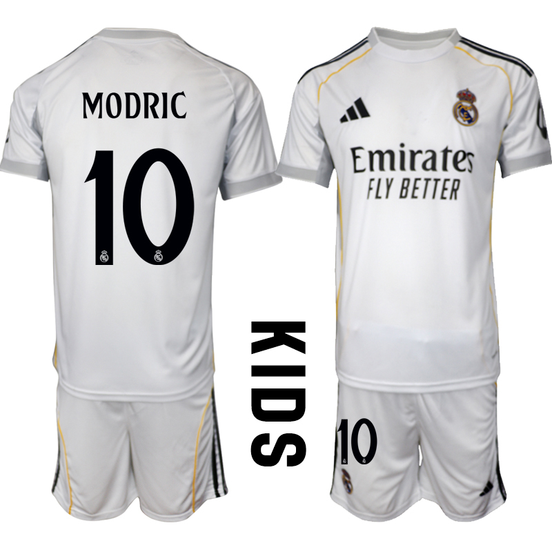 Youth 2025-2026 Club Real Madrid home White #10 Soccer Jersey->youth soccer jersey->Youth Jersey